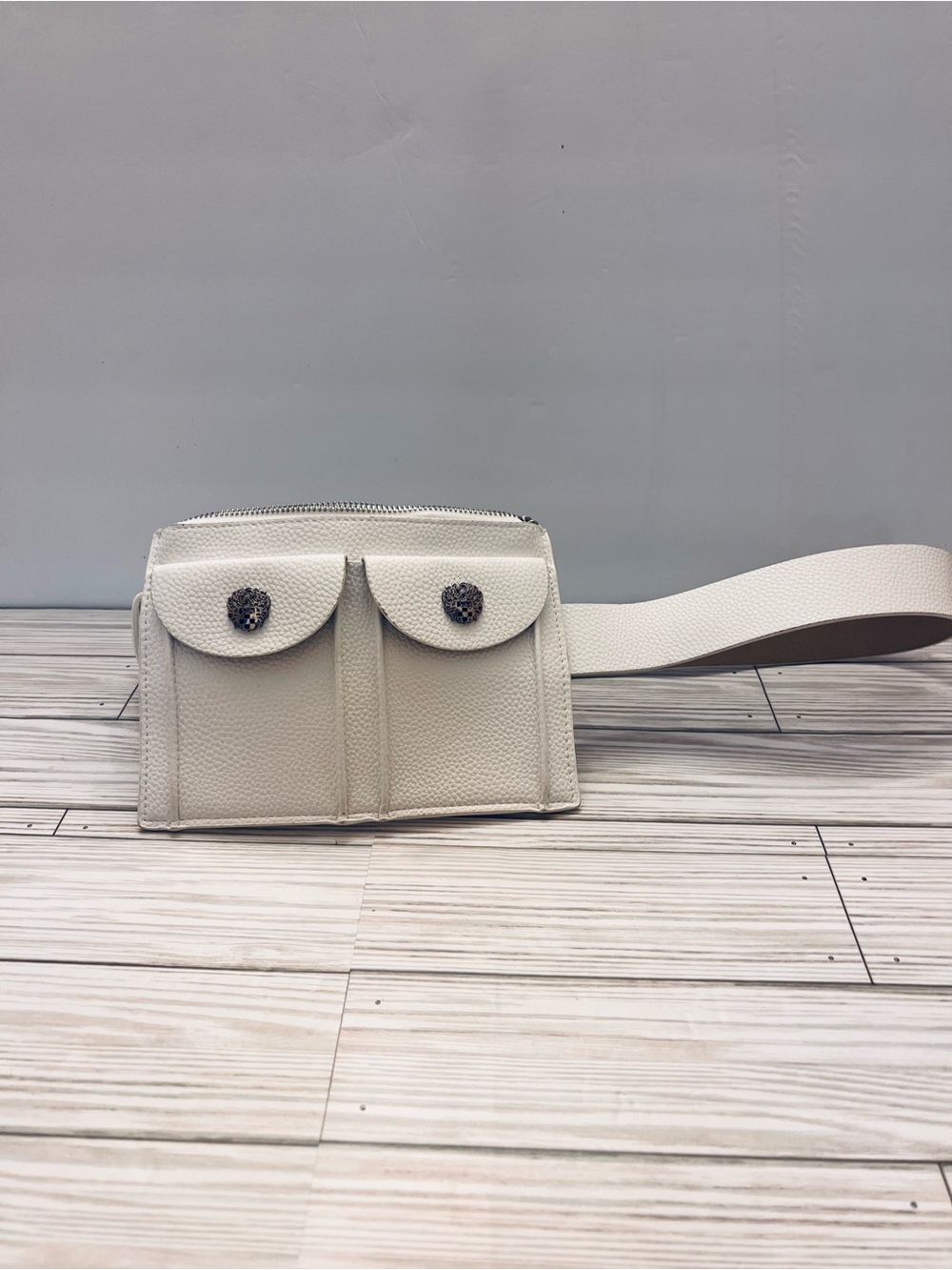 Vince Camuto White Leather Crossbody Belt Bag double pouch - Picture 2 of 7